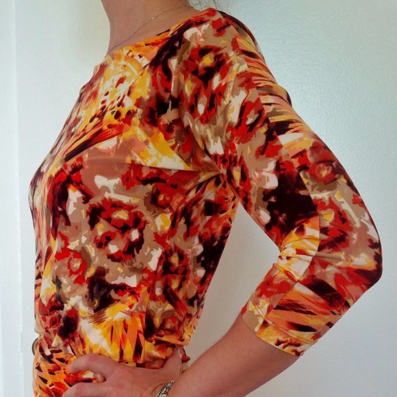 FEMME by Sandra Angelozzi Dress Size M Ruched Stretch Jersey - Picture 2 of 10